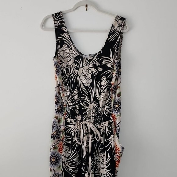 Hoss Intropia Tropical Print Double Scoop  Neck Tank Jumpsuit Romper XS box14 - Picture 2 of 11
